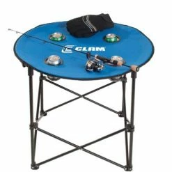 Deals 👍 Ice Fishing Shelter Accessories Clam Quick Pack Round Folding Table With Carry Case 🔥